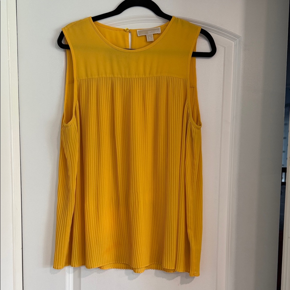 MICHAEL Michael Kors Mustard Yellow Pleated Sleeveless Top